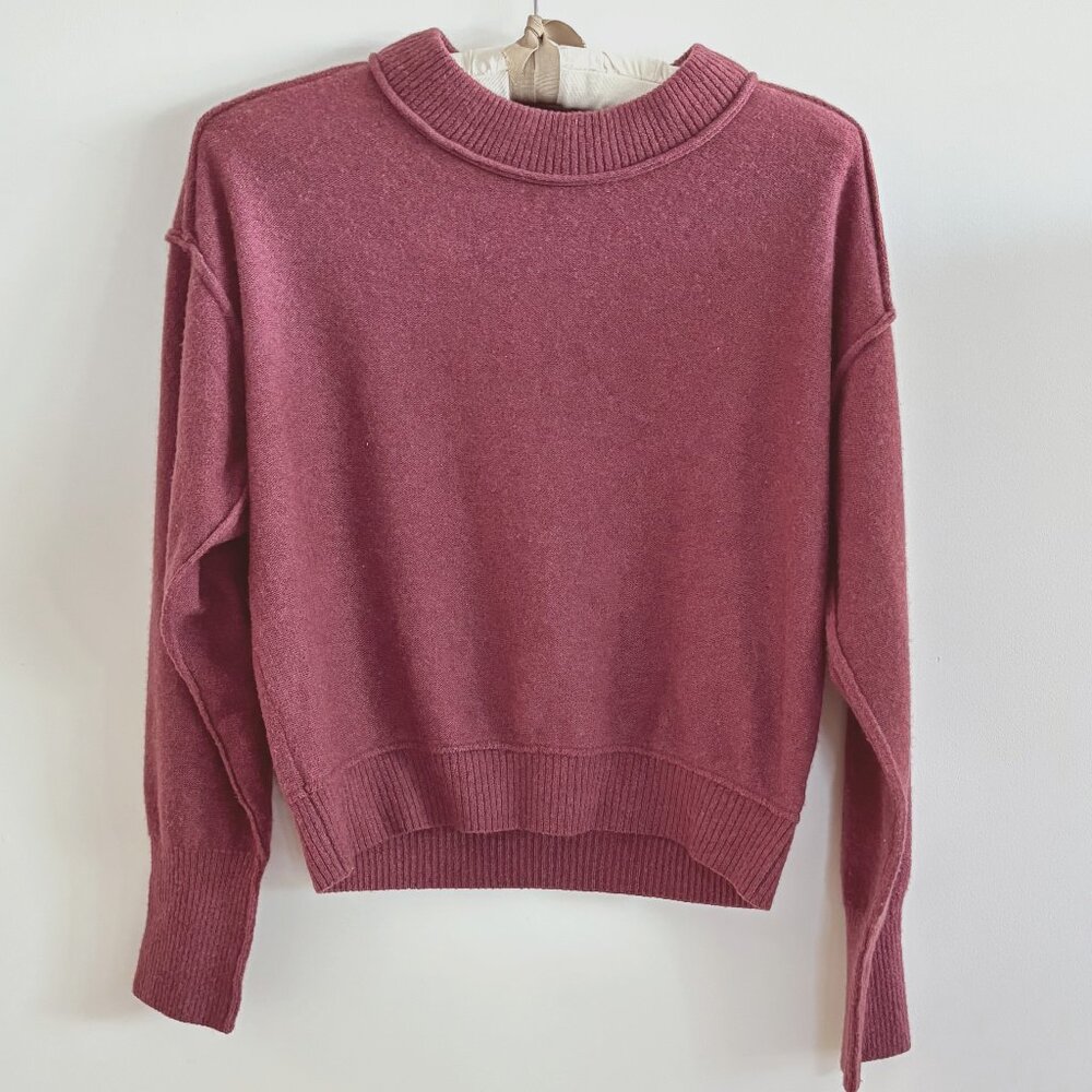 Free People Kora Cashmere Crewneck Sweater Heathered Raspberry
